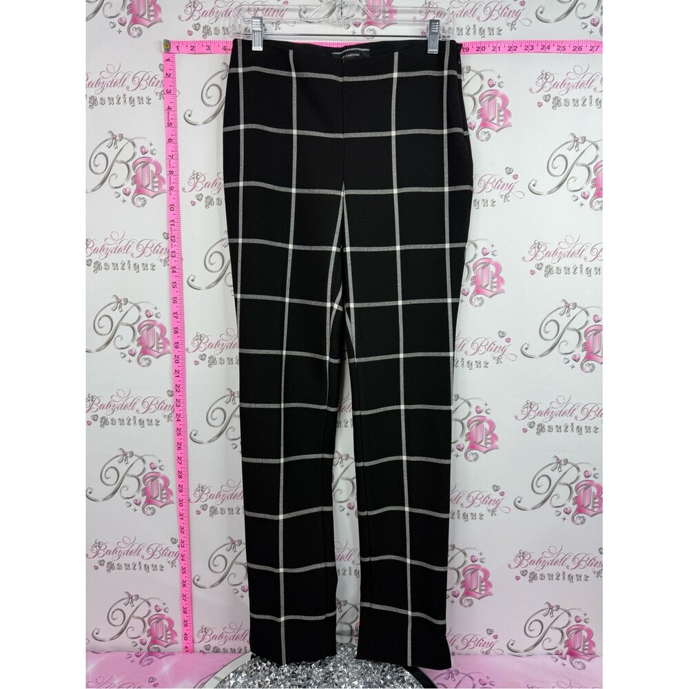 le chateau Black Straight-Leg Windowpane Pants
